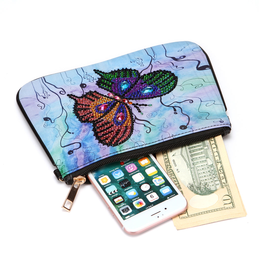 DIY Butterfly Special Shaped Diamond Painting Wristlet Wallet Women Clutch Mosaic Bag