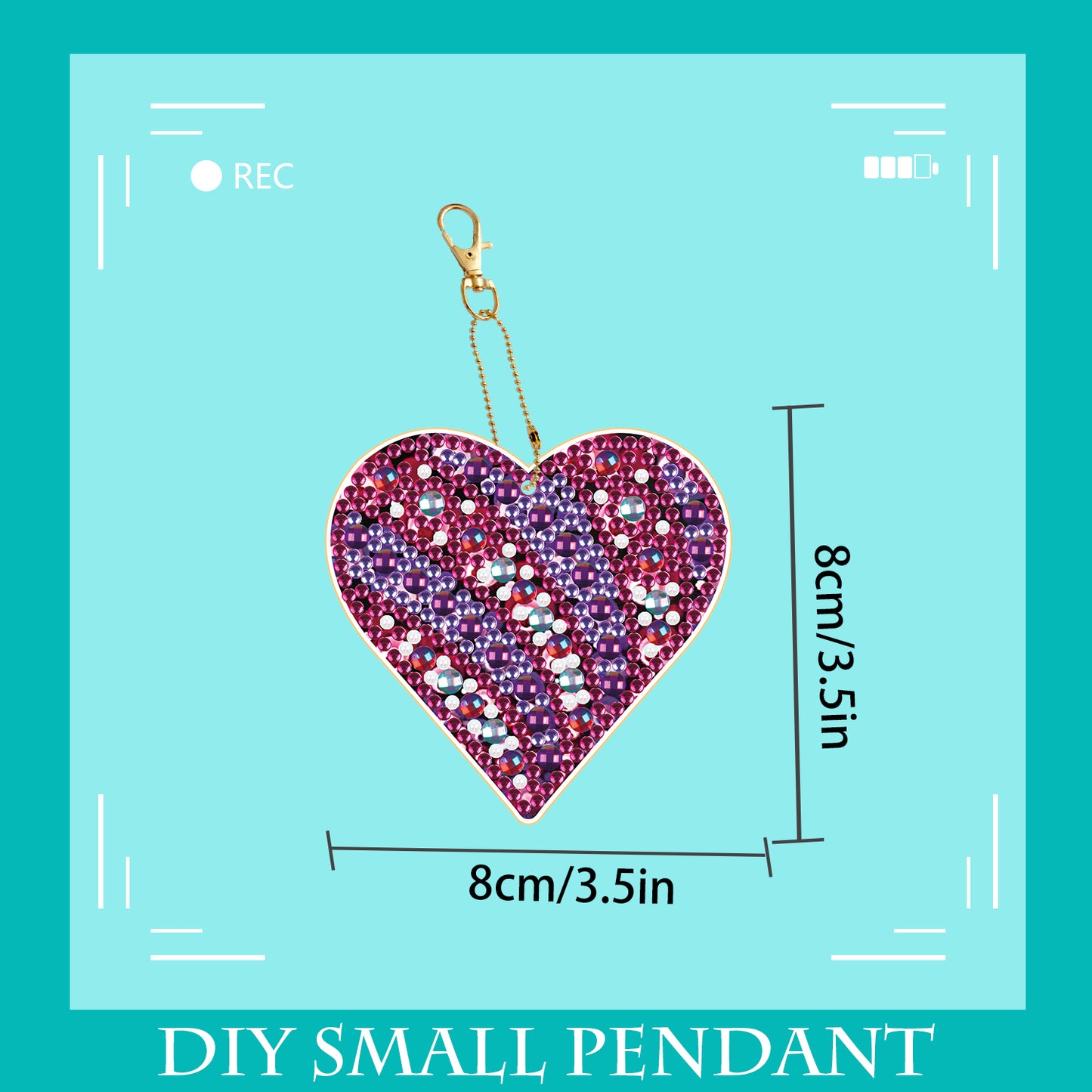 DIY keychain | Heart | Double-sided | Five Piece Set