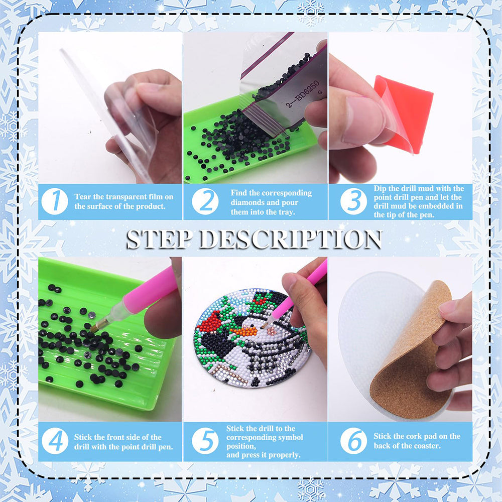 6 pcs set DIY Special Shaped Diamond Painting Coaster  | Christmas（no holder）