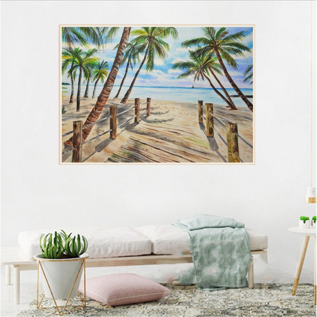 Plage de sable | Kit complet de peinture diamant rond cactus