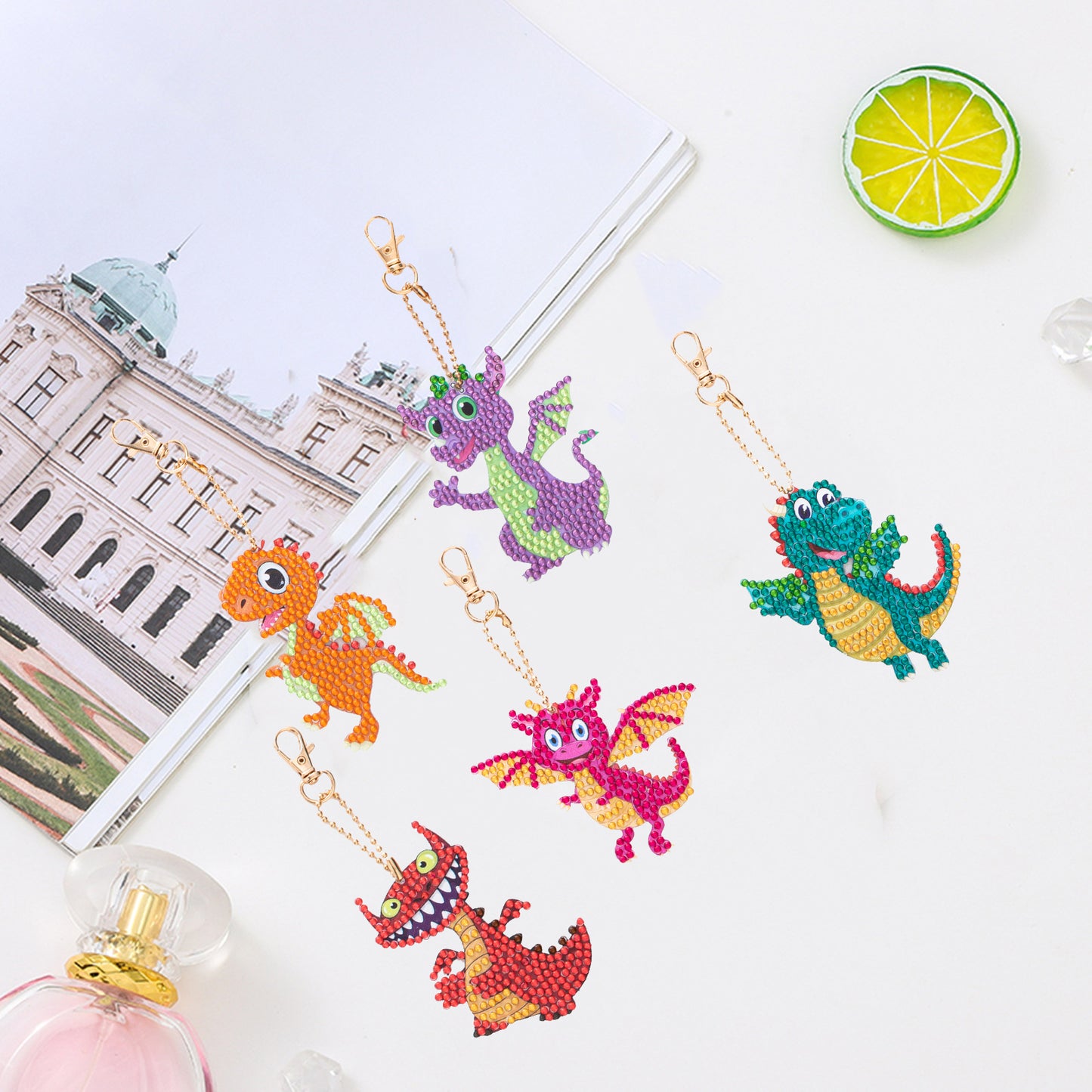 DIY keychain | Dragon | Double-sided | Five Piece Set