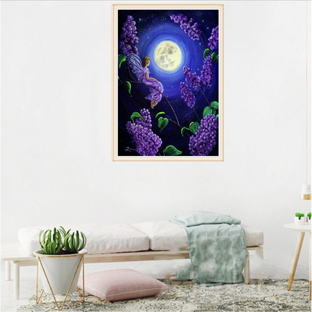 Moon and Fairy | Full Round Diamond Painting Kits