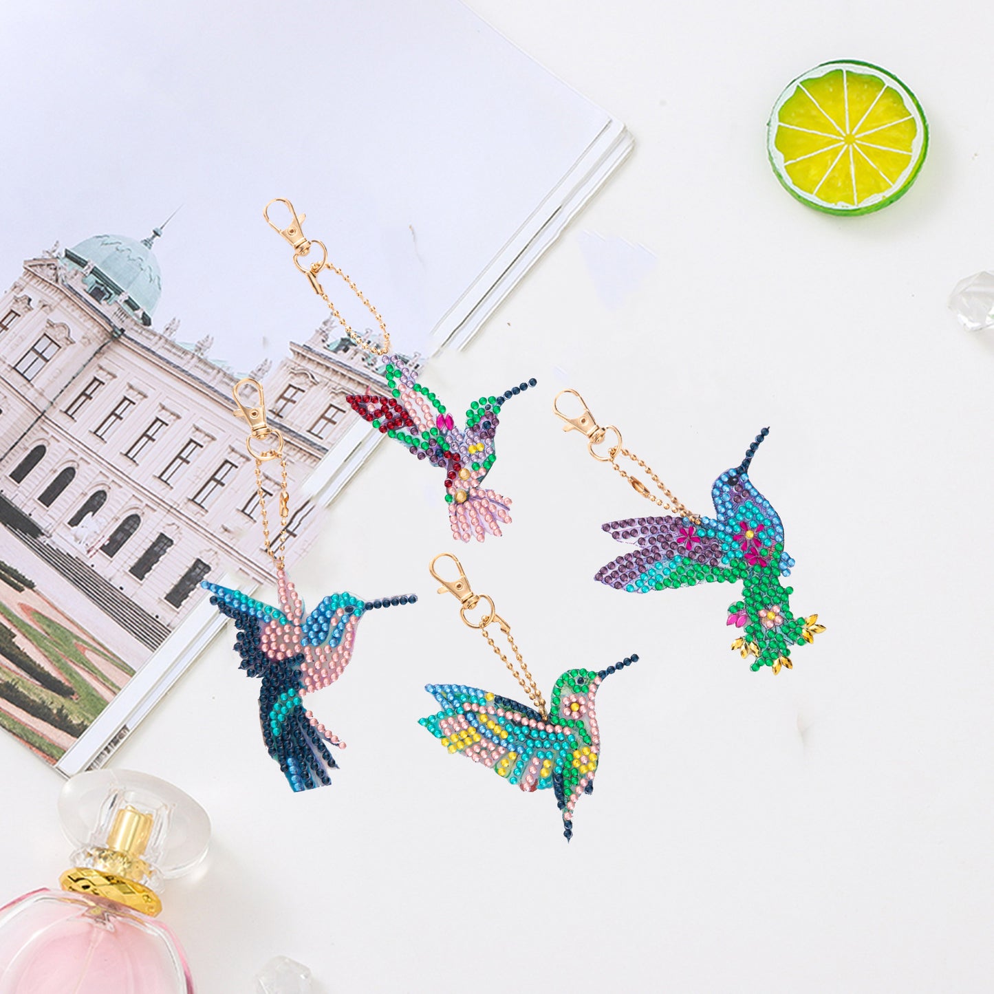 DIY keychain | Bird | Double-sided | Four Piece Set