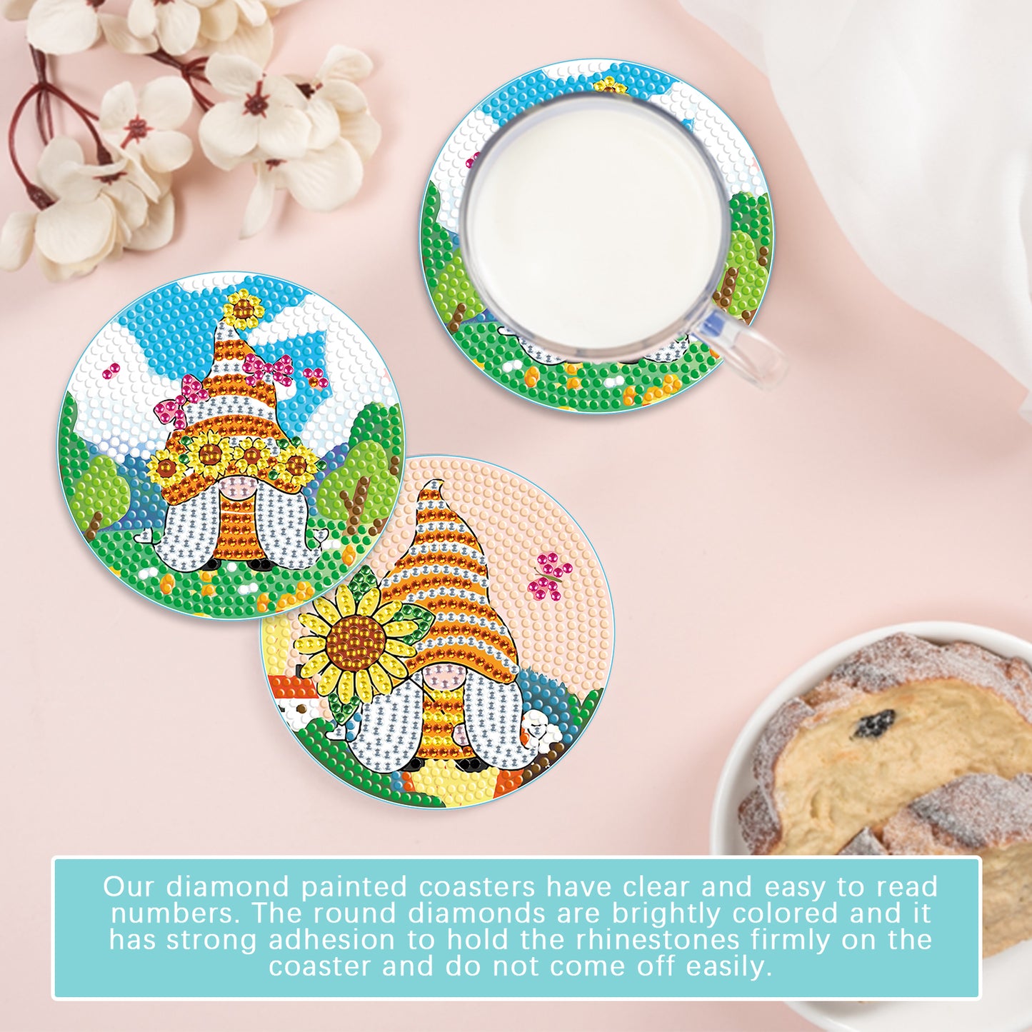 8 pcs set DIY Special Shaped Diamond Painting Coaster | Elves