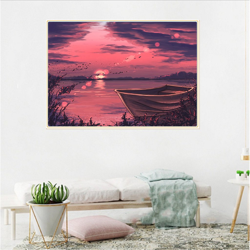 Boat in the sunset | Full Round Diamond Painting Kits