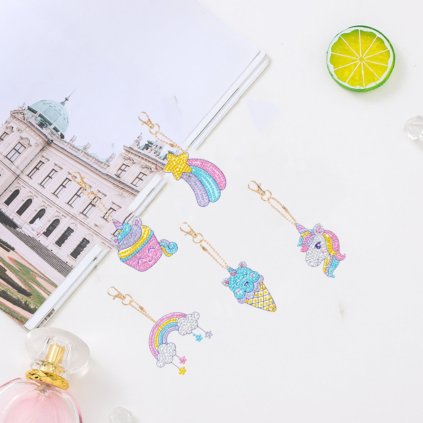 DIY keychain | Unicorn | Double-sided | Five Piece Set