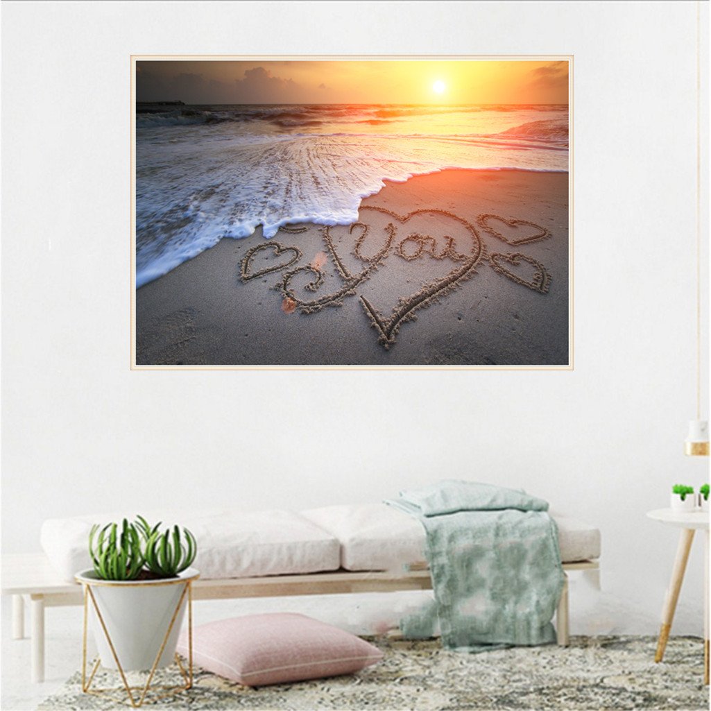 L'amour de la plage | Kits complets de peinture au diamant rond 