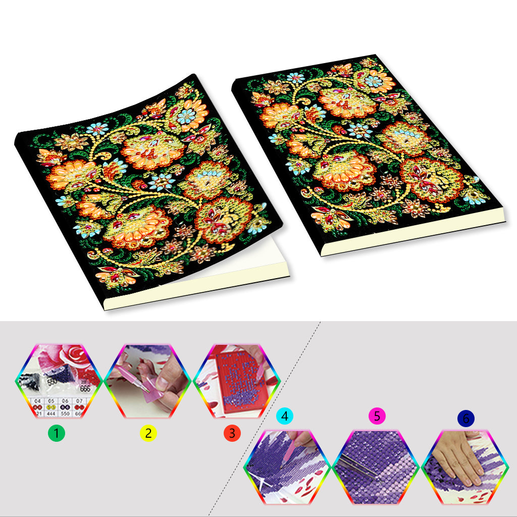A5 5D Notebook DIY Part Special Shape Rhinestone Diary Book | Flower