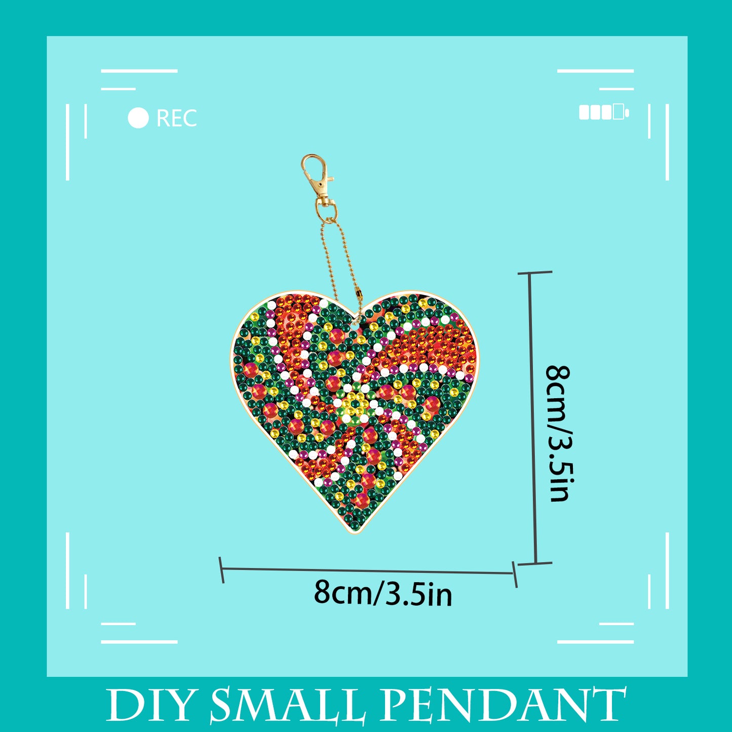 DIY keychain | Heart | Double-sided | Five Piece Set