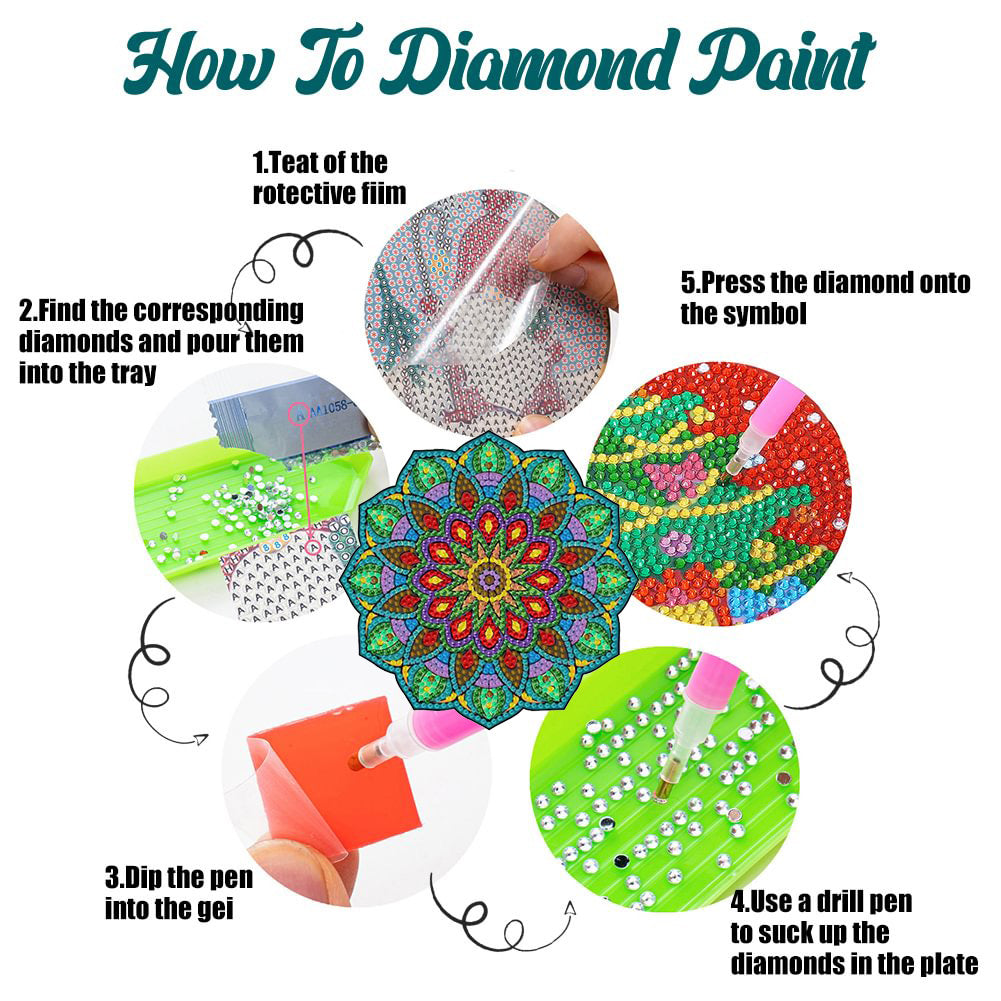 4PCS Diamond Painting Placemats Dish Mats | Mandala