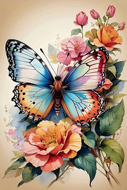 Luxury AB Velvet Diamond Painting Kit -Flower butterfly