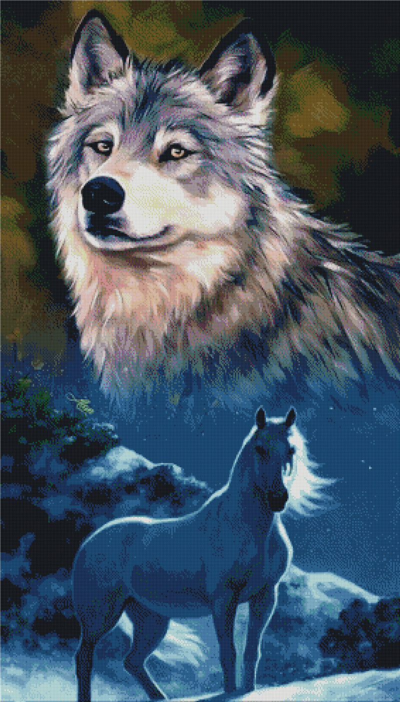 Full Round/Square Diamond Painting Kits | Wolf and Horse