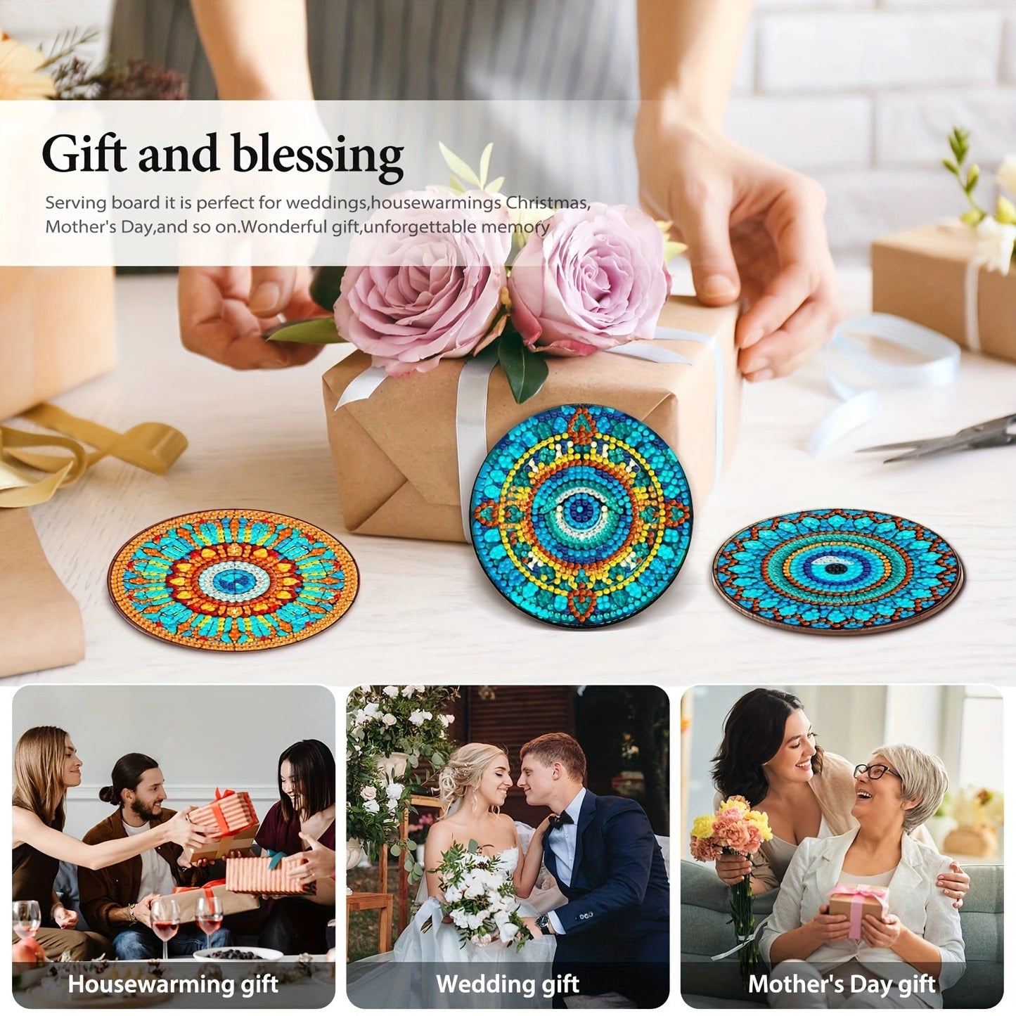 6 pcs set DIY Special Shaped Diamond Painting Coaster  | Eye（no holder）