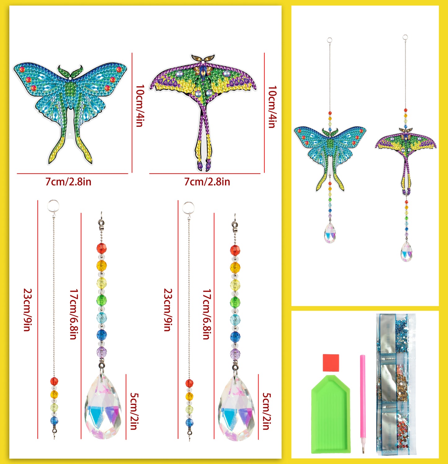 DIY Crystal Diamond Charme pendentif double face | Papillon 