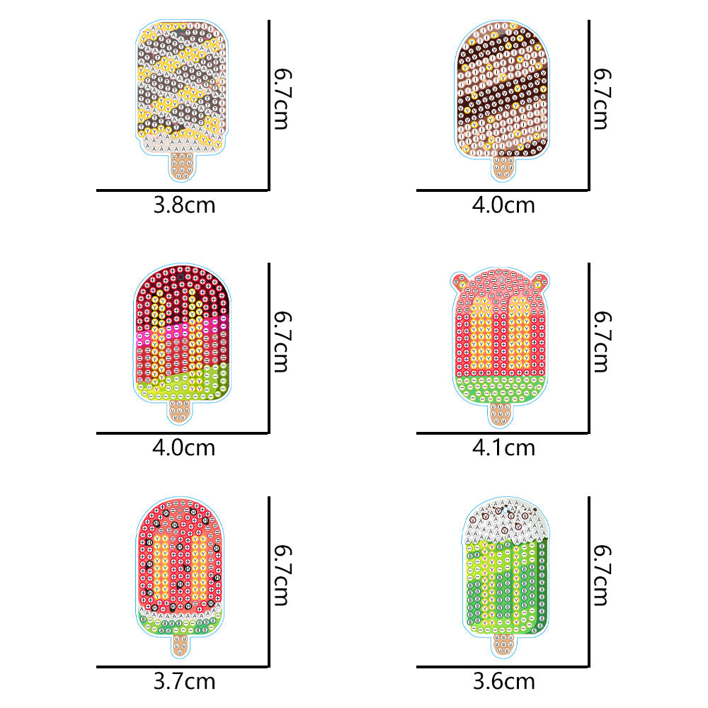 DIY Diamantmalerei Schlüsselanhänger | Eis | 6-teiliges Set 
