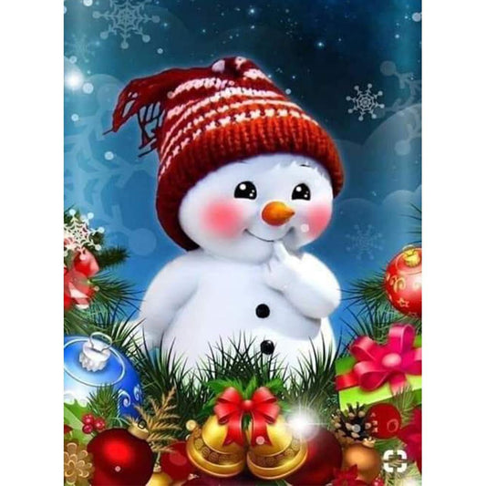 Red Hat Snowman  | Full Round Diamond Painting Kits