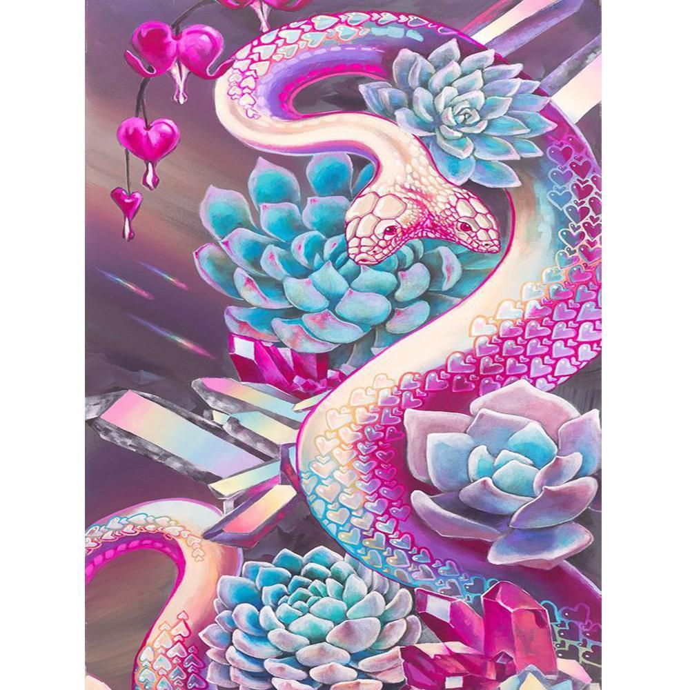 Succulente de serpent rose | Kits complets de peinture au diamant rond 