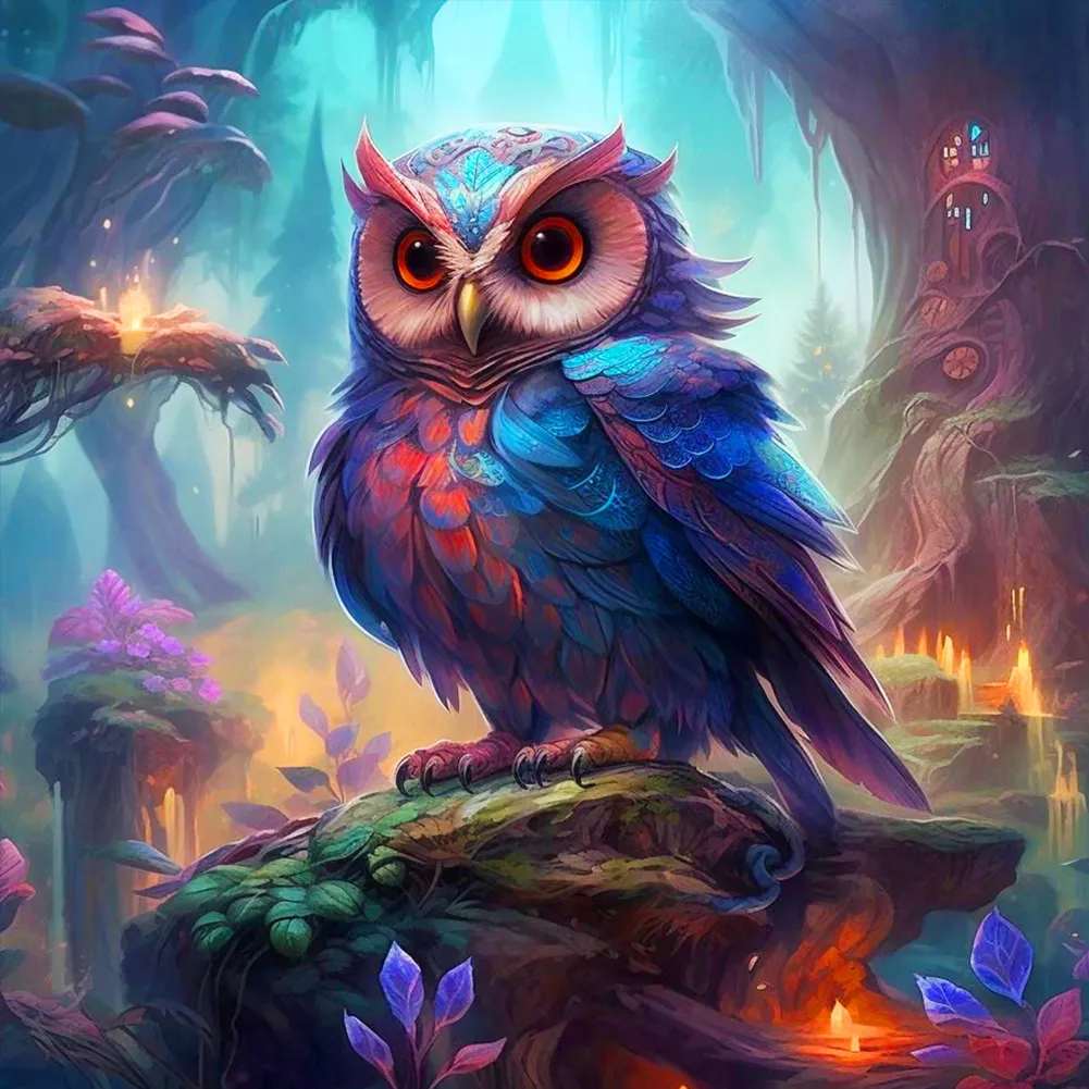 AB Diamond Painting  |  Colorful Owl