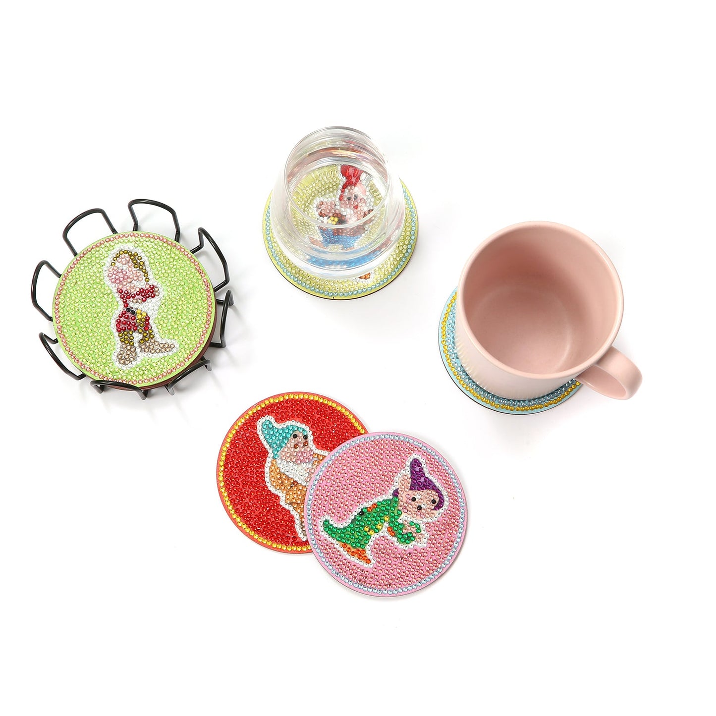 8 pcs set DIY Special Shaped Diamond Painting Coaster | Snow White and the Seven Dwarfs