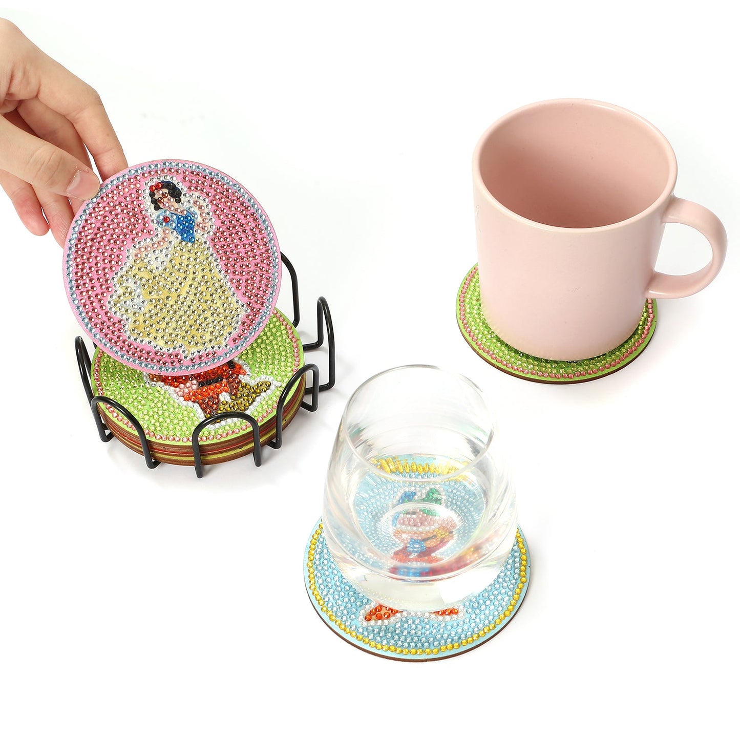 8 pcs set DIY Special Shaped Diamond Painting Coaster | Snow White and the Seven Dwarfs