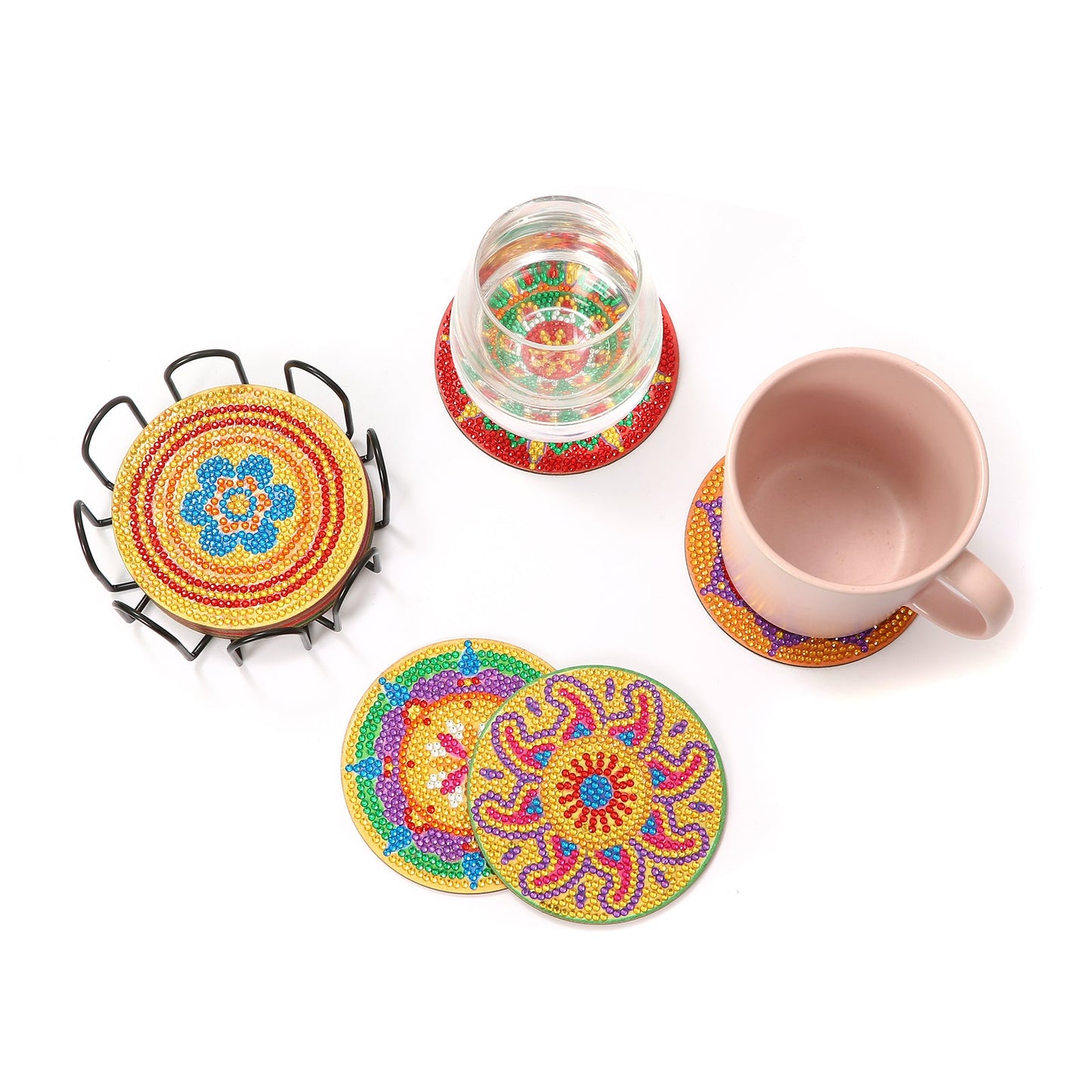 7 pcs set DIY Special Shaped Diamond Painting Coaster | Mandala