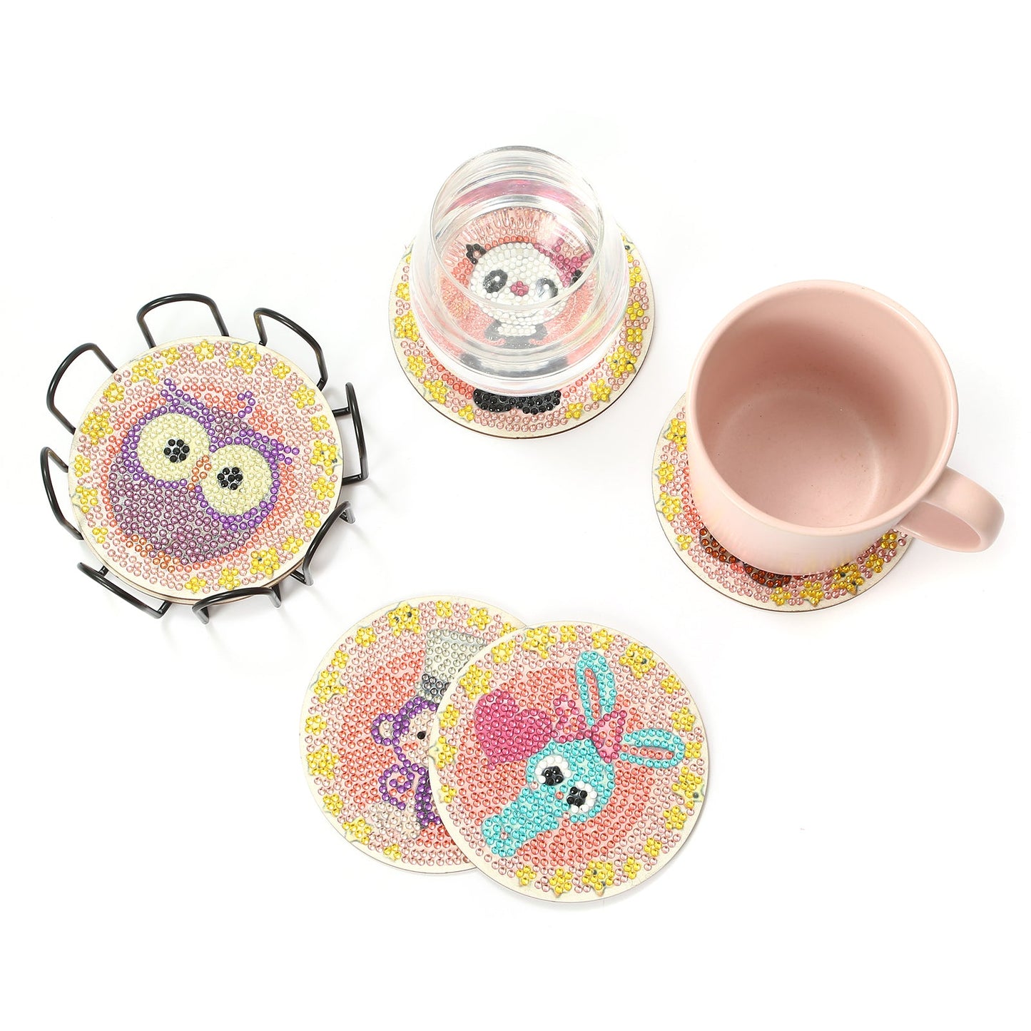 6 pcs set DIY Special Shaped Diamond Painting Coaster | Animals