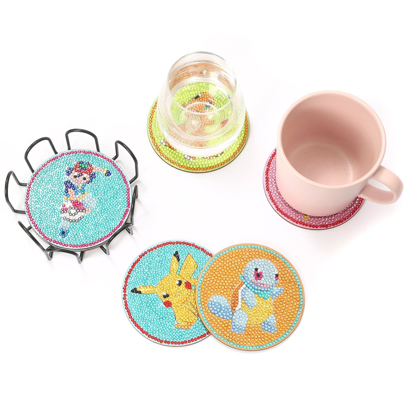 6 pcs set DIY Special Shaped Diamond Painting Coaster | Pokémon