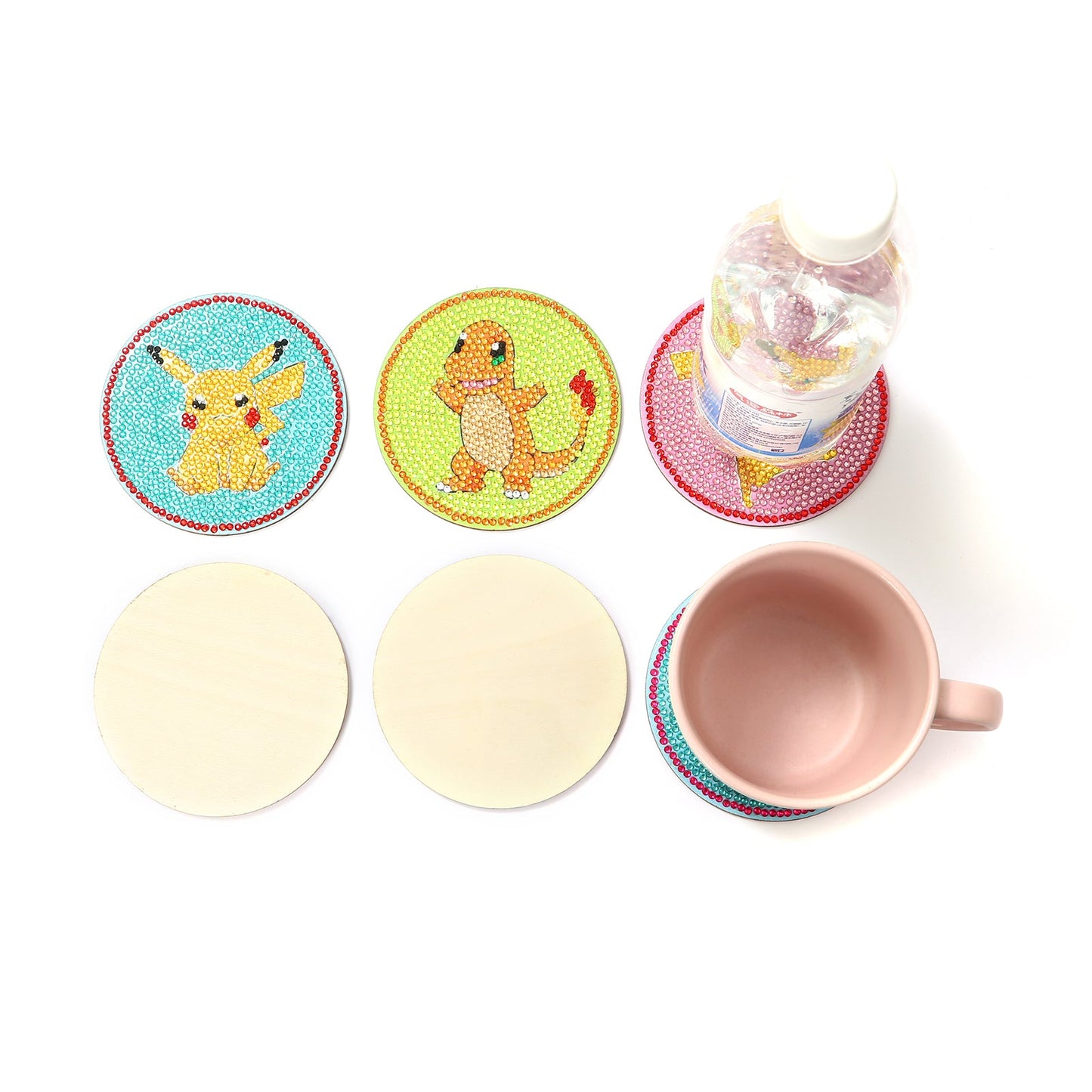 6 pcs set DIY Special Shaped Diamond Painting Coaster | Pokémon