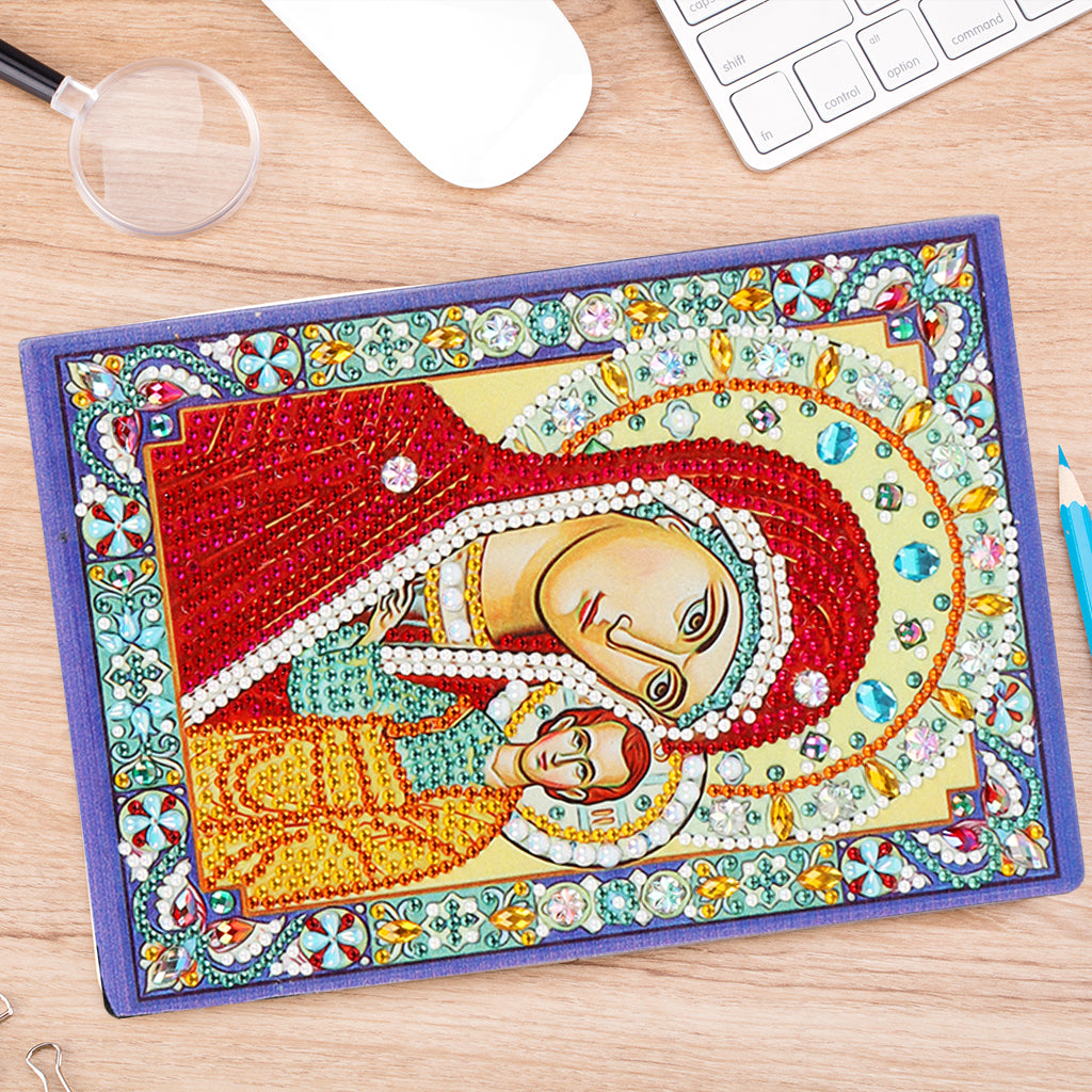 A5 5D Notebook DIY Part Special Shape Rhinestone Diary Book | Virgin Mary