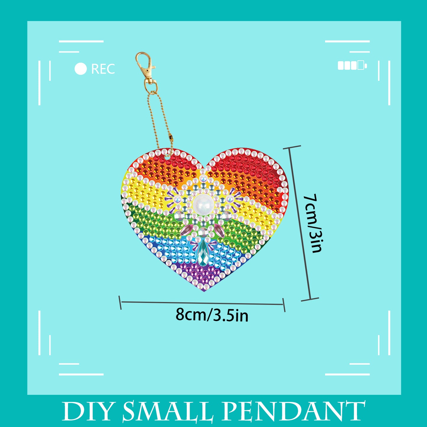 DIY keychain | Heart | Double-sided | Five Piece Set