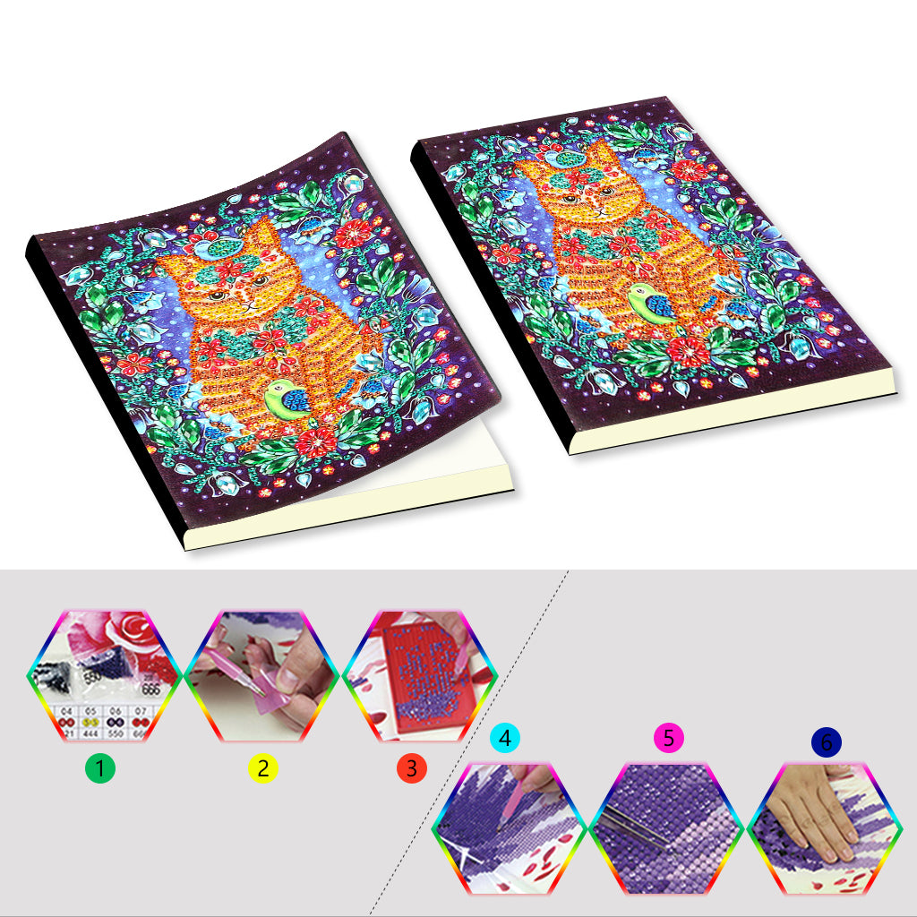 A5 5D Notebook DIY Part Special Shape Rhinestone Diary Book | Cat