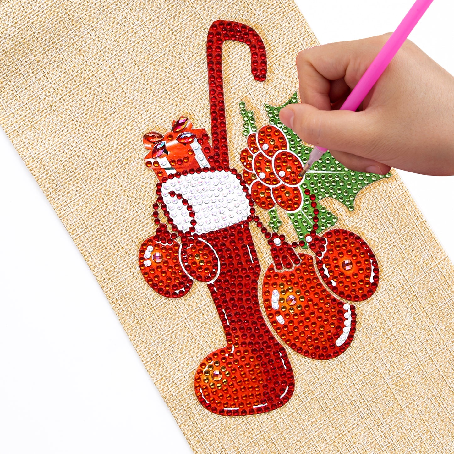 DIY Diamond Christmas Decoration | Cherry | Red Wine Gift Bag