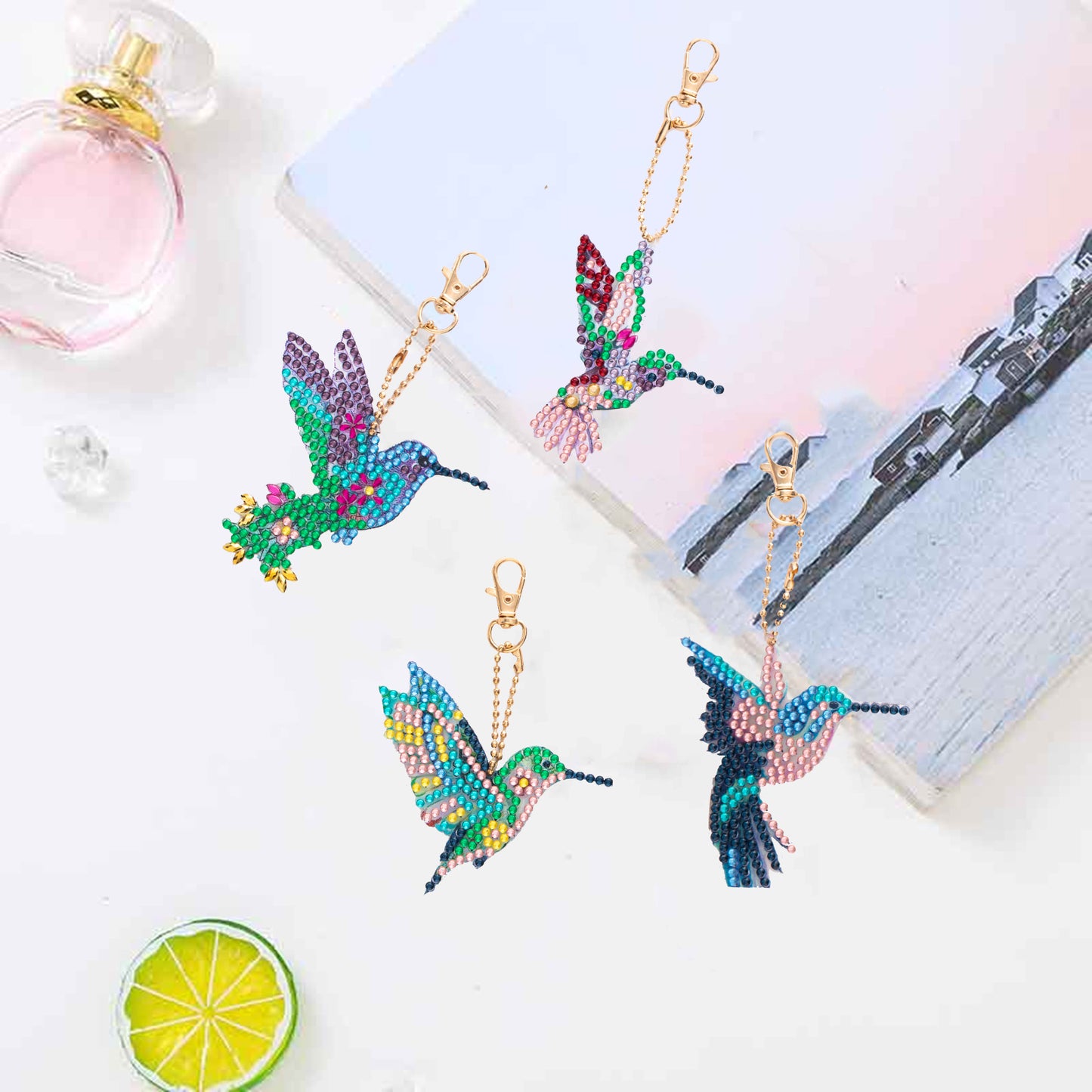 DIY keychain | Bird | Double-sided | Four Piece Set