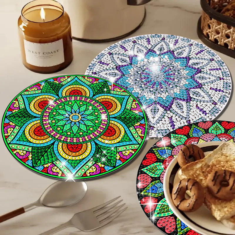 4PCS Diamond Painting Placemats Dish Mats | Mandala