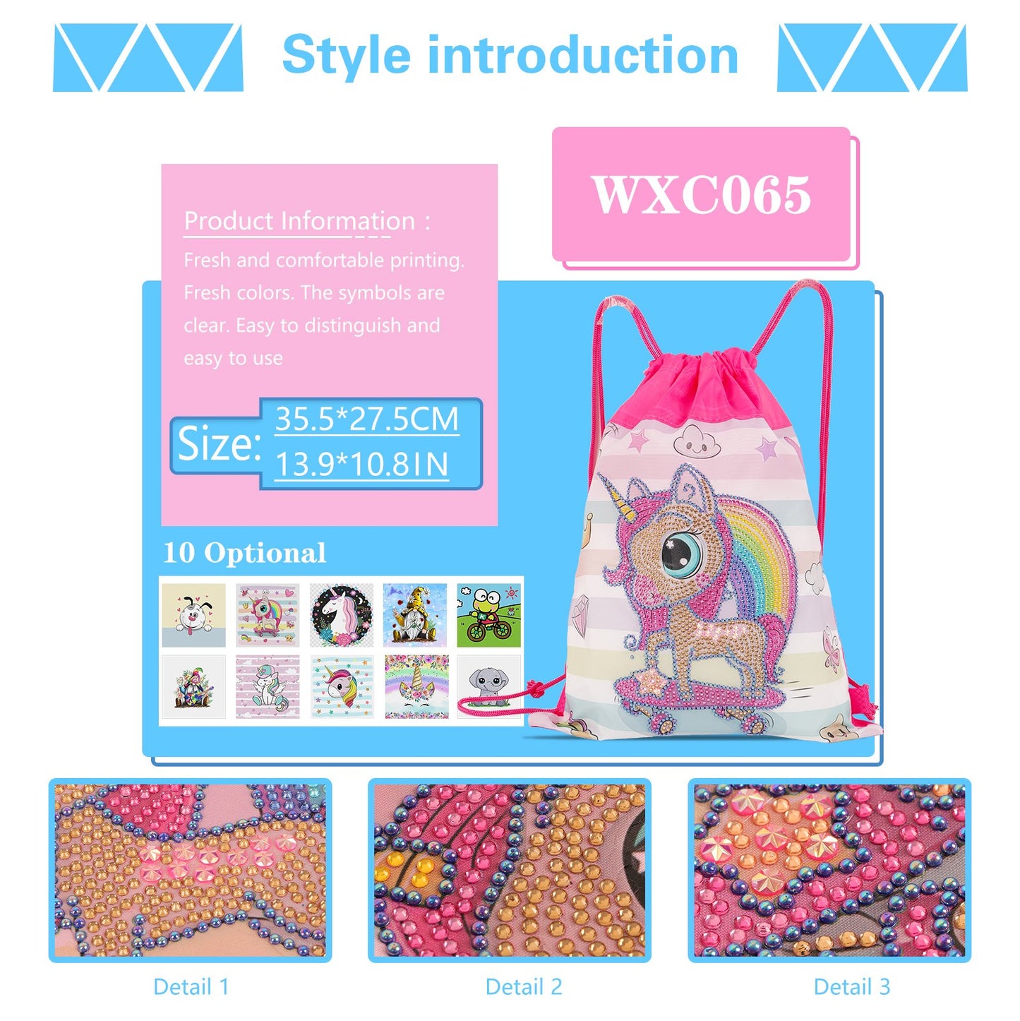 Diamond Painting DIY Special Shaped Diamond | Unicorn | Mosaic Backpack Kit