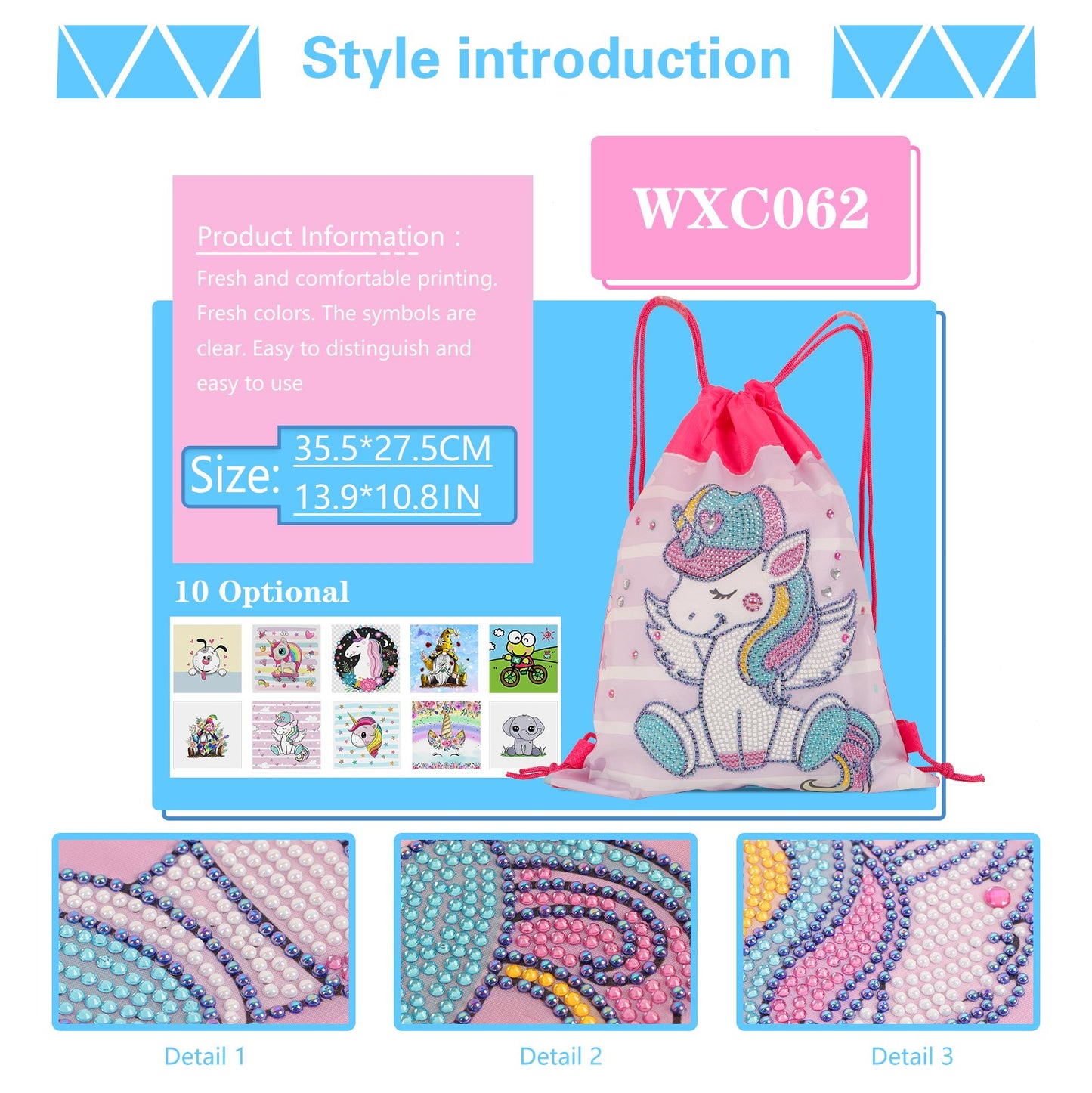 Diamond Painting DIY Special Shaped Diamond | Unicorn | Mosaic Backpack Kit