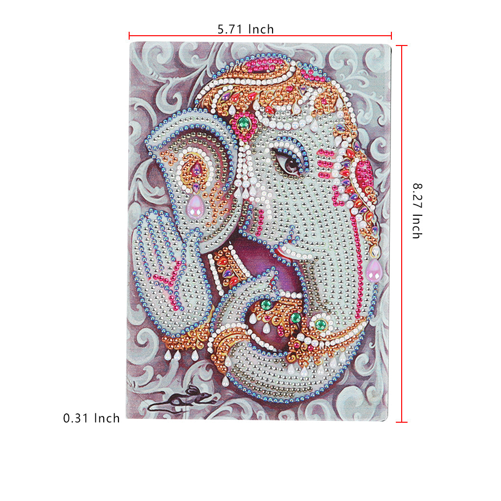 A5 5D Notizbuch DIY Teil Spezielle Form Strass Tagebuch | Elefant