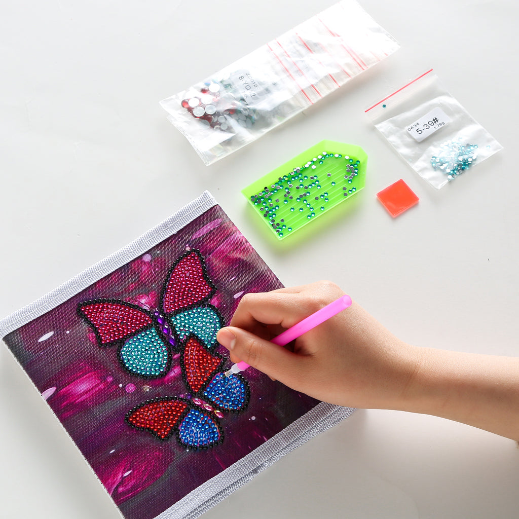 Boîte de rangement pour la maison en tissu papillon avec peinture au diamant en forme de bricolage