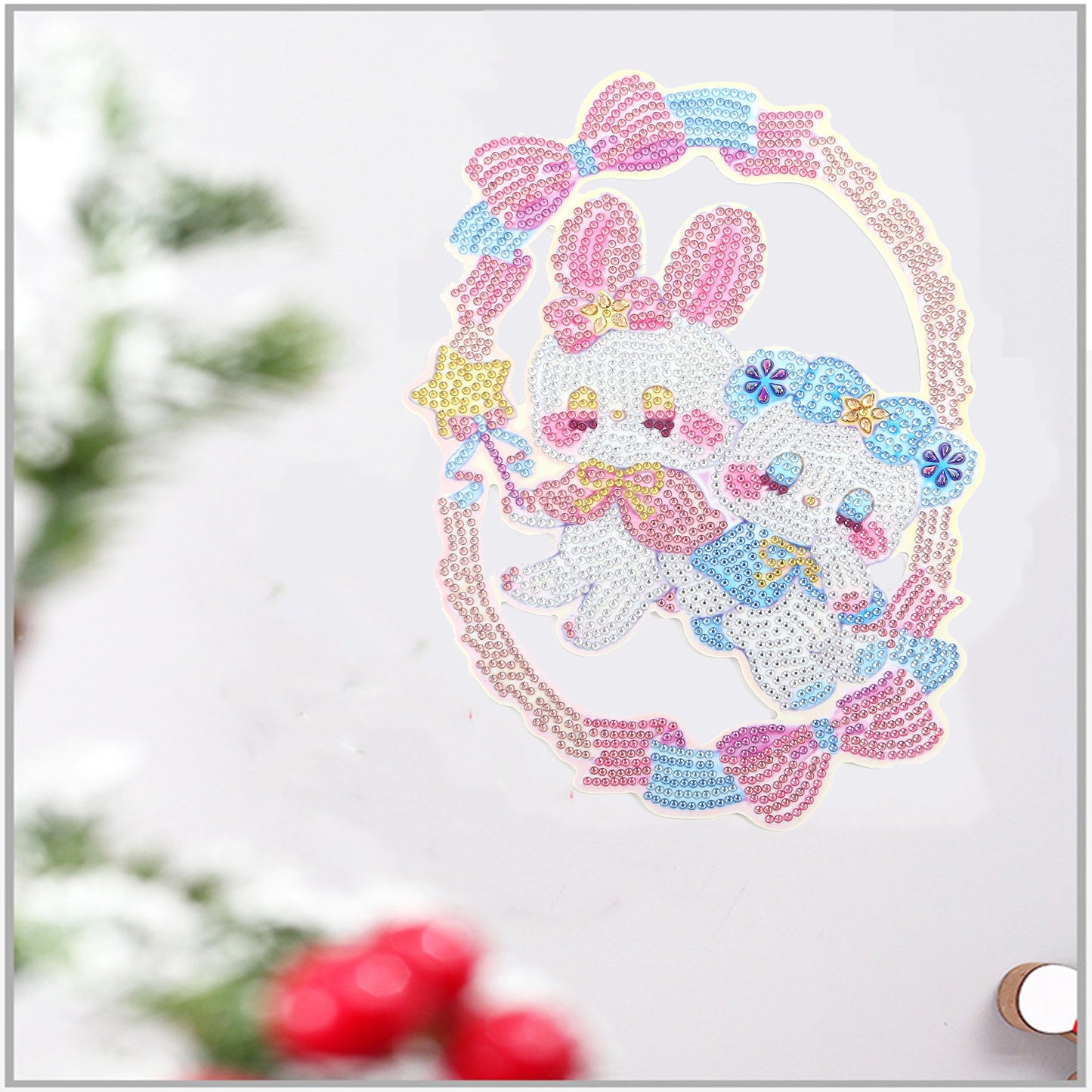 DIY Diamond Painting Wreath - Rabbit