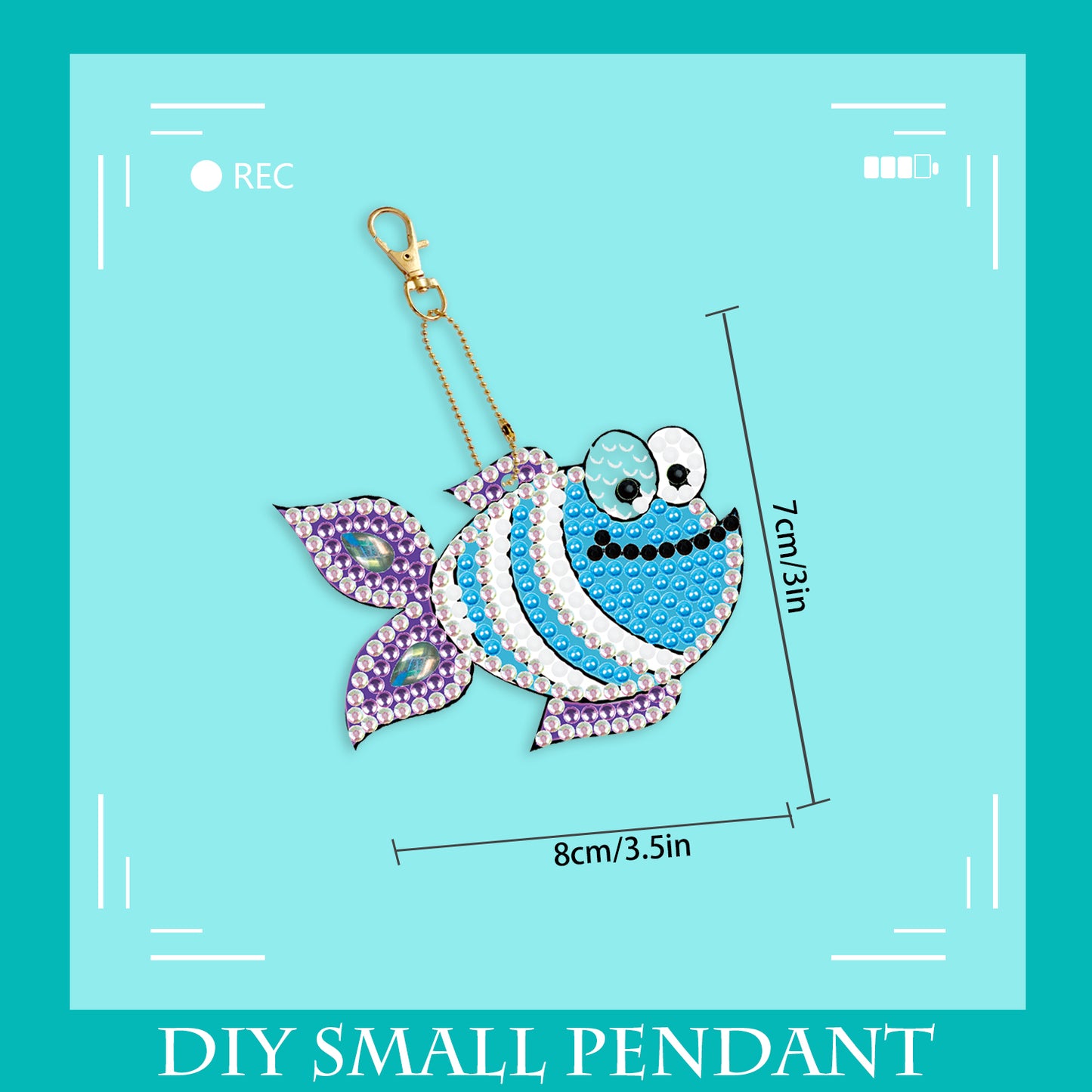 DIY keychain | Fish Seahorse Crab | Double-sided | Five Piece Set