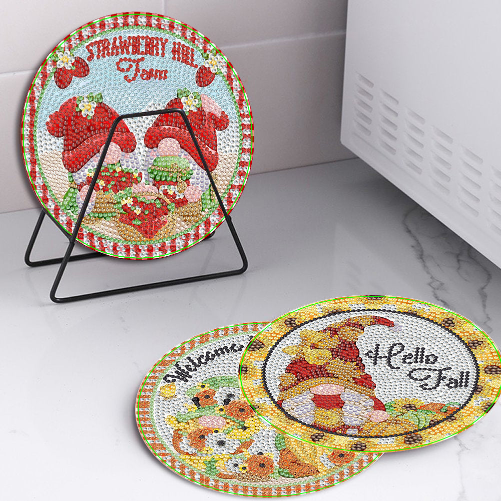 4PCS Diamond Painting Placemats Insulated Dish Mats | Gnome