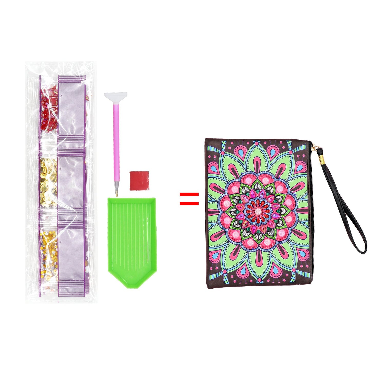 Diamond painting package DIY special-shaped diamond |Big pink flower| handbag