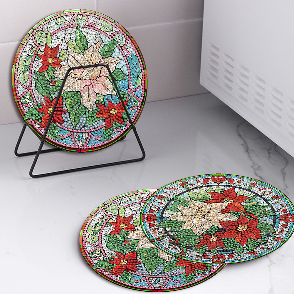 4PCS Diamond Painting Placemats Insulated Dish Mats | Flower