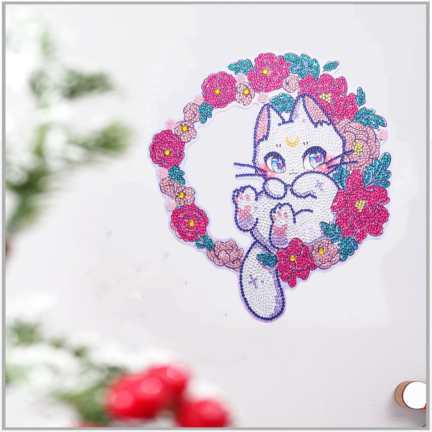 DIY Diamond Painting Wreath - Cat