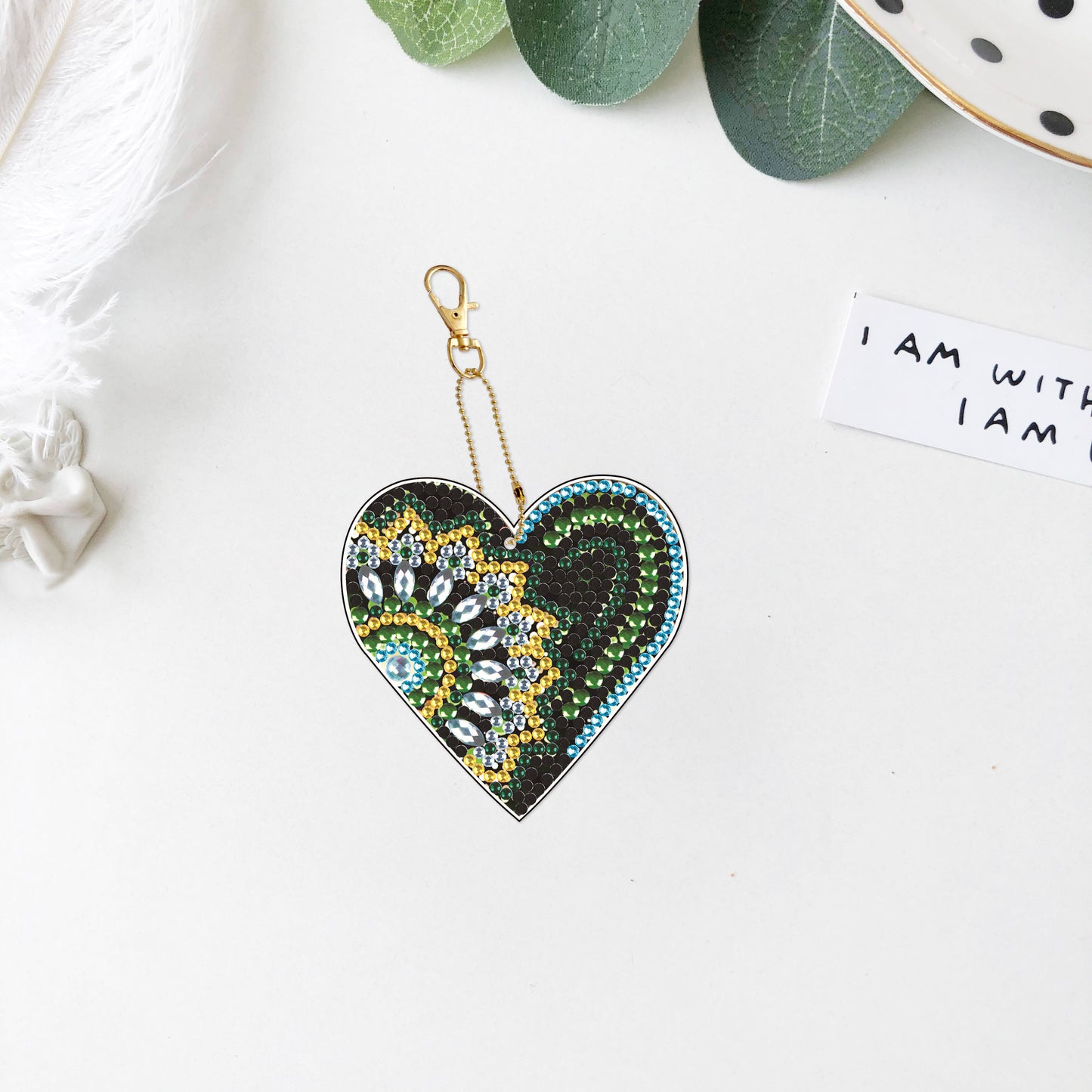 DIY keychain | Heart | Double-sided | Five Piece Set