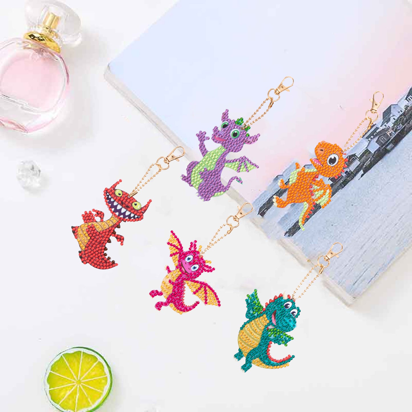 DIY keychain | Dragon | Double-sided | Five Piece Set