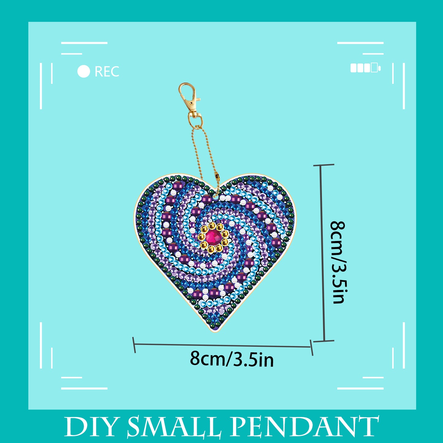 DIY keychain | Heart | Double-sided | Five Piece Set