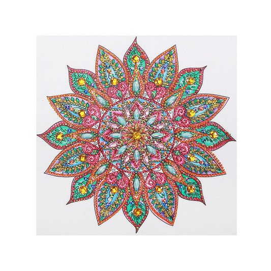 Fleur d'art abstrait de mandala | Cristal Strass | Kits complets de peinture au diamant rond 