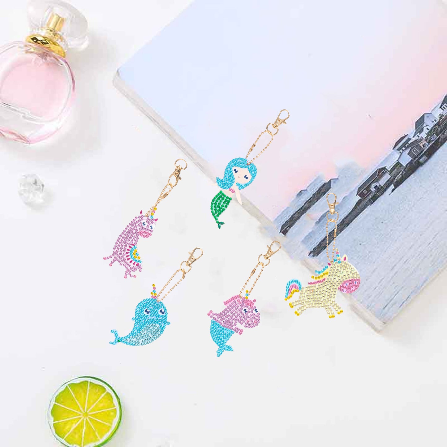 DIY keychain | Mermaid | Double-sided | Five Piece Set