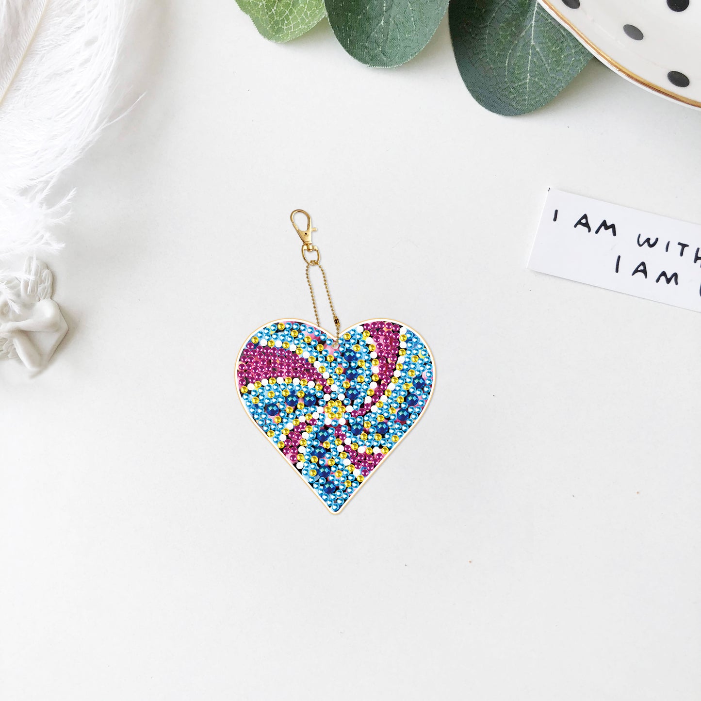 DIY keychain | Heart | Double-sided | Five Piece Set